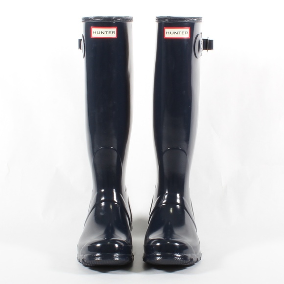 Hunter Women's Original Tall Gloss Rain Boots Navy - Picture 4 of 8